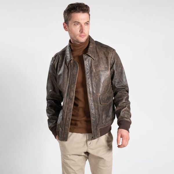 men's leather & faux mens 100% genuine jackets casual classic us army a-2 cowhide jacket vintage coat flight clothes, Black
men's leather & faux mens 100% genuine jackets casual classic us army a-2 cowhide jacket vintage coat flight clothes, Black
