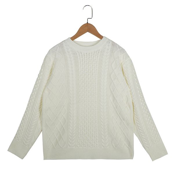 men s long-sleeve 100% cotton fisherman cable crewneck sweater, White;black
men s long-sleeve 100% cotton fisherman cable crewneck sweater, White;black