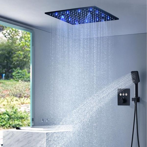 modern stainless steel 304 led shower head set matte black bathroom system button thermostat diverter valve 3 functions 16 inch
modern stainless steel 304 led shower head set matte black bathroom system button thermostat diverter valve 3 functions 16 inch