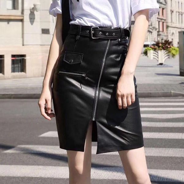 skirts womens high waist genuine leather skirt ladies real skeepskin quality front zipper runway street designer straight, Black
skirts womens high waist genuine leather skirt ladies real skeepskin quality front zipper runway street designer straight, Black