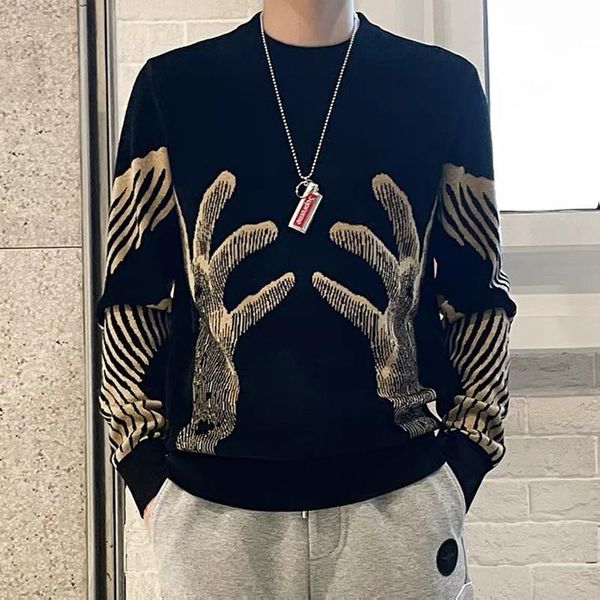 men's sweaters autumn and winter men sweater warm hip-hop hands pattern personalized knitted pullover trend -selling high-quality, White;black
men's sweaters autumn and winter men sweater warm hip-hop hands pattern personalized knitted pullover trend -selling high-quality, White;black