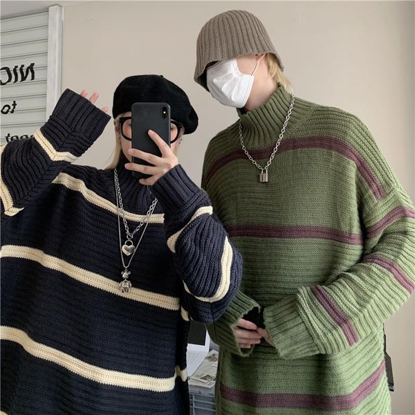 women's sweaters winter warm women casual turtleneck knit korean loose pullover oversized retro stripes knitted jumper female, White;black
women's sweaters winter warm women casual turtleneck knit korean loose pullover oversized retro stripes knitted jumper female, White;black