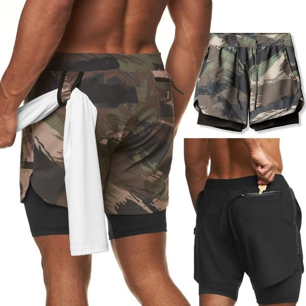 men's shorts the running male summer sports fitness double air five minutes of pants, White;black
men's shorts the running male summer sports fitness double air five minutes of pants, White;black