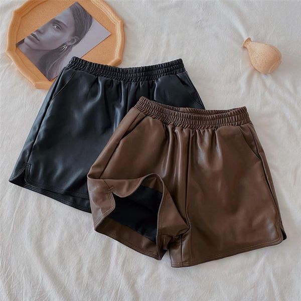 women's shorts alien kitty 2021 autumn women pu leather wide legs solid color high waist slim casual fashion minimalist all-match, White;black
women's shorts alien kitty 2021 autumn women pu leather wide legs solid color high waist slim casual fashion minimalist all-match, White;black
