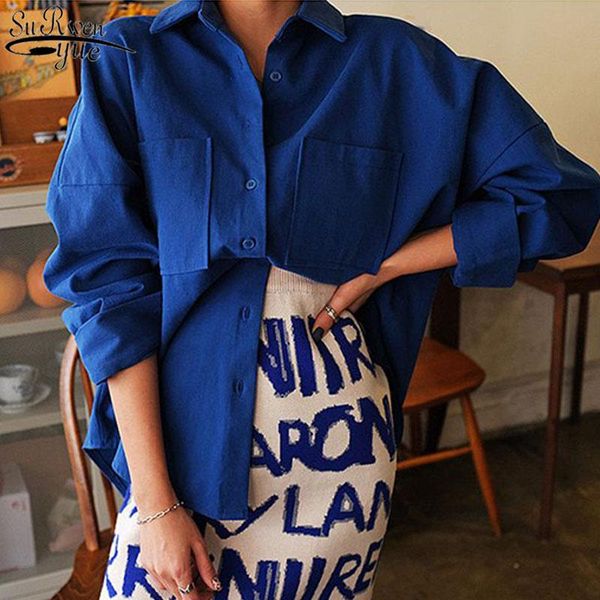 women's blouses & shirts korean loose double pocket women plus size solid cotton long sleeve spring casual blusas mujer12810, White
women's blouses & shirts korean loose double pocket women plus size solid cotton long sleeve spring casual blusas mujer12810, White