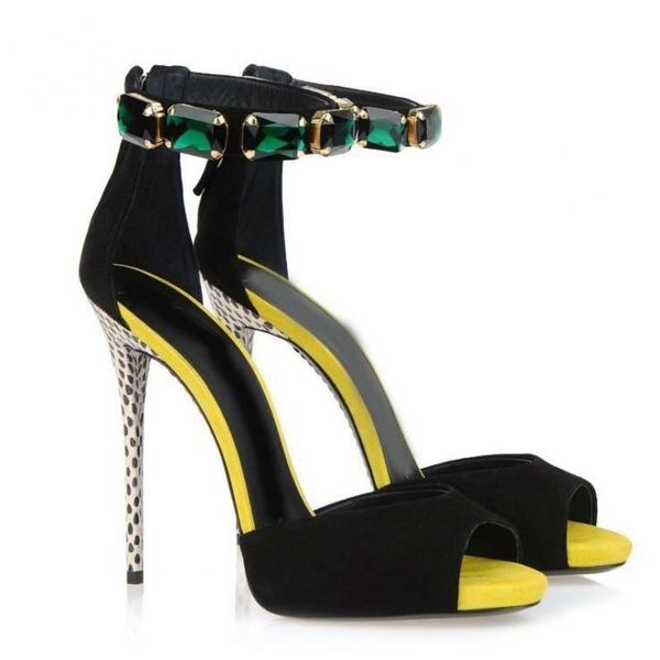 sandals high pumps heels brand women shoes green crystal thin heel patchwork color modern summer sandalias femininas, Black
sandals high pumps heels brand women shoes green crystal thin heel patchwork color modern summer sandalias femininas, Black
