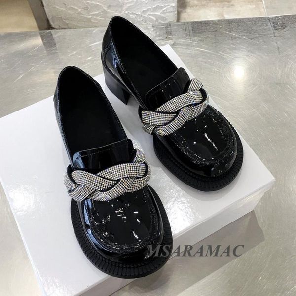 dress shoes black genuine leather round toe lolita mary jane shiny crystal belt braided thick heel loafers fashion woman mules all season
dress shoes black genuine leather round toe lolita mary jane shiny crystal belt braided thick heel loafers fashion woman mules all season