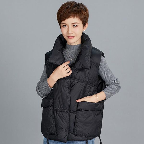women's vests 2021 autumn winter women black vest solid casual loose sleeveless jacket stand collar cotton padded waistcoat big pockets, Black;white
women's vests 2021 autumn winter women black vest solid casual loose sleeveless jacket stand collar cotton padded waistcoat big pockets, Black;white