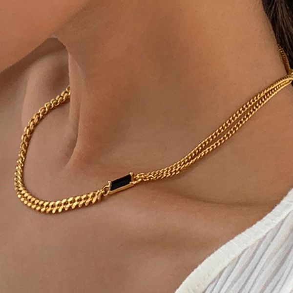 chains 18k gold plated pvd chunky black stone cuban chain stainless steel necklace trendy jewelry, Silver
chains 18k gold plated pvd chunky black stone cuban chain stainless steel necklace trendy jewelry, Silver