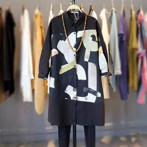 women's blouses & shirts arrival spring arts style women long sleeve print blouse turn-down collar cotton linen single breasted casual, White
women's blouses & shirts arrival spring arts style women long sleeve print blouse turn-down collar cotton linen single breasted casual, White