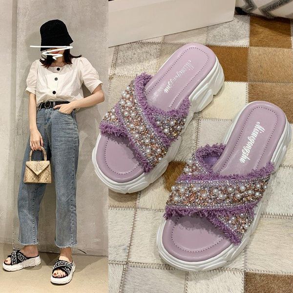dress shoes 2021 summer women sandals fairy style slippers korean version thick-soled fashion rhinestone pearl, Black
dress shoes 2021 summer women sandals fairy style slippers korean version thick-soled fashion rhinestone pearl, Black