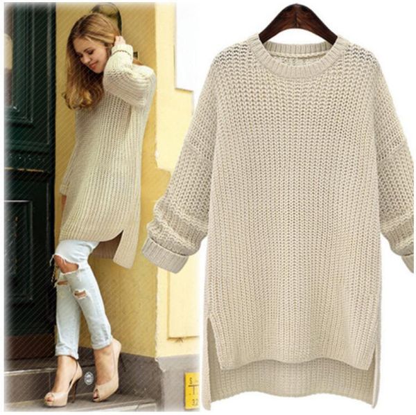 women's sweaters 2021 women split knitted sweater winter midi long thick girls lady casual knit pullover, White;black 
women's sweaters 2021 women split knitted sweater winter midi long thick girls lady casual knit pullover, White;black