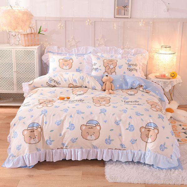 2021 lace girl style 40 thread count bed sheet all cotton four piece set 
2021 lace girl style 40 thread count bed sheet all cotton four piece set