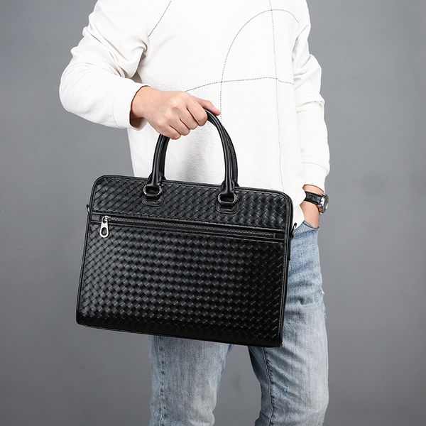 oshilo men's leather handbag busins computer briefcase grade net red bag