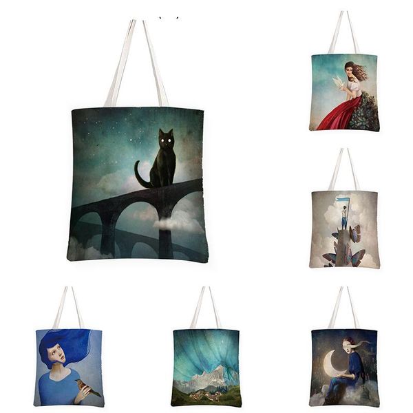storage bags oil painting cat shopping canvas bag tote casual large-capacity portrait women travel shoulder eco reusable handbag
storage bags oil painting cat shopping canvas bag tote casual large-capacity portrait women travel shoulder eco reusable handbag