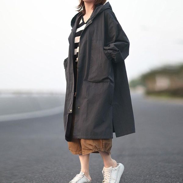women's trench coats johnature autumn korean female hooded zipper pockets long sleeve windbreaker 2021 loose plus size women cardigan c, Tan;black
women's trench coats johnature autumn korean female hooded zipper pockets long sleeve windbreaker 2021 loose plus size women cardigan c, Tan;black