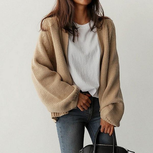 women's knits & tees cardigans sweaters autumn winter casual solid v-neck open stitch loose sweater jacket female knit coat 2021, White
women's knits & tees cardigans sweaters autumn winter casual solid v-neck open stitch loose sweater jacket female knit coat 2021, White