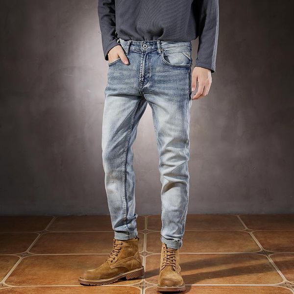 men's jeans italian style fashion men retro light gray blue elastic slim fit ripped vintage designer casual denim pants
men's jeans italian style fashion men retro light gray blue elastic slim fit ripped vintage designer casual denim pants