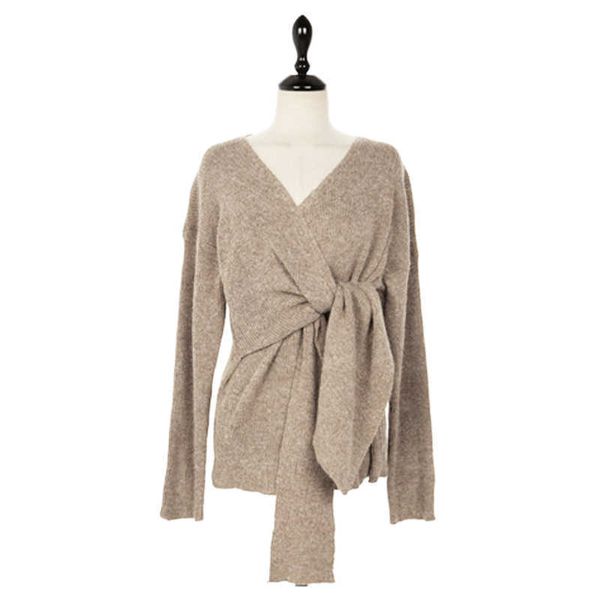 perhaps u women khaki white v neck long sleeve knitted knot autumn b0244 210529, White;black
perhaps u women khaki white v neck long sleeve knitted knot autumn b0244 210529, White;black