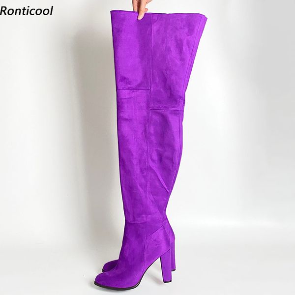 rontic 2021 handmade women winter thigh boots flock side zipper block heels round toe purple casual shoes women us size 5-20, Black
rontic 2021 handmade women winter thigh boots flock side zipper block heels round toe purple casual shoes women us size 5-20, Black