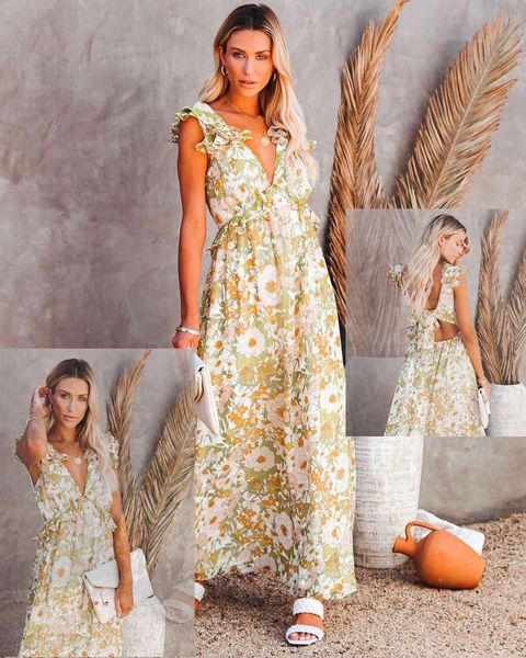 21 summer sleeveless lotus leaf shoulder strap open back lace up print elegant dress, Black;pink
21 summer sleeveless lotus leaf shoulder strap open back lace up print elegant dress, Black;pink