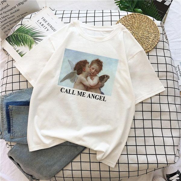 women's t-shirt call my angel summer women short sleeve big size loose letter fashion tees harajuku cartoon print funny, White
women's t-shirt call my angel summer women short sleeve big size loose letter fashion tees harajuku cartoon print funny, White