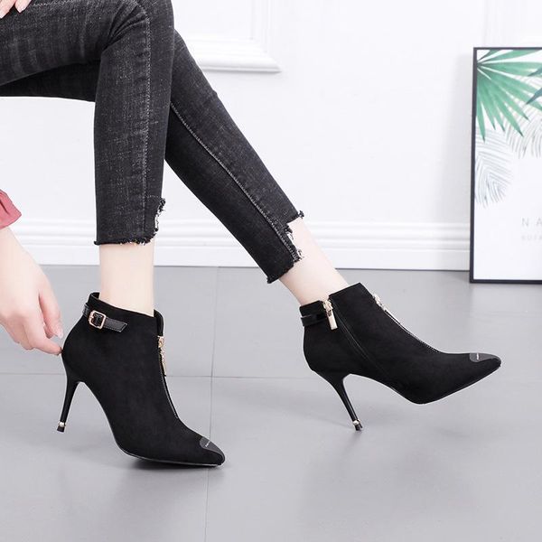 boots fashion short high heels 2021 autumn pointed zipper thin ankle -heel women's, Black
boots fashion short high heels 2021 autumn pointed zipper thin ankle -heel women's, Black