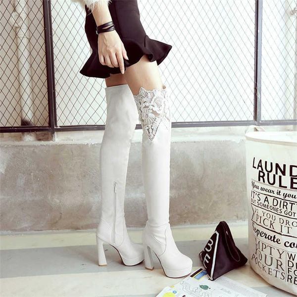 boots over the knee women's large round head super high heel thick zipper solid waterproof platform, Black
boots over the knee women's large round head super high heel thick zipper solid waterproof platform, Black