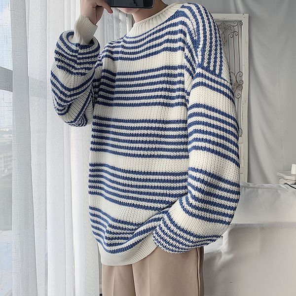 2021 new korean striped sweater men's warm fashion casual knit pullover men wild loose autumn knitting sweaters mens clothes -2xl ar28, White;black
2021 new korean striped sweater men's warm fashion casual knit pullover men wild loose autumn knitting sweaters mens clothes -2xl ar28, White;black