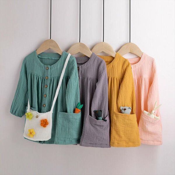 casual baby girls solid girl dresses toddler kids long sleeve single breasted cotton linen autumn clothes 0 6y, Red;yellow
casual baby girls solid girl dresses toddler kids long sleeve single breasted cotton linen autumn clothes 0 6y, Red;yellow