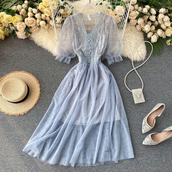 2021 fashoin women mesh summer short sleeve v neck sweet tulle korean ladies elegant vintage long robe vestidos ljqd, Black;gray
2021 fashoin women mesh summer short sleeve v neck sweet tulle korean ladies elegant vintage long robe vestidos ljqd, Black;gray
