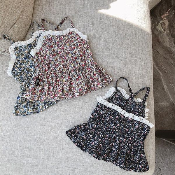 shirts 2021 summer floral printed toddlers girls sling ruffles blouses backless kids beach vacation children sleeveless, White;black
shirts 2021 summer floral printed toddlers girls sling ruffles blouses backless kids beach vacation children sleeveless, White;black