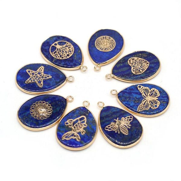 charms fashion drop-shaped pendant natural lapis lazuli gilt edge charm for jewelry making diy earring necklace accessories 23x35 mm, Bronze;silver
charms fashion drop-shaped pendant natural lapis lazuli gilt edge charm for jewelry making diy earring necklace accessories 23x35 mm, Bronze;silver