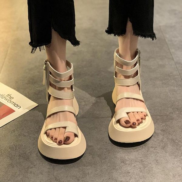 sandals platform women's summer short boots side zipper thick bottom increased retro non-slip leather flats shoes woman wedges, Black
sandals platform women's summer short boots side zipper thick bottom increased retro non-slip leather flats shoes woman wedges, Black
