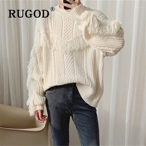 rugod new pull female special arrival o neck twist tassel knitted sweater pullover fashion korean elegant oversized sweater 1, White;black 
rugod new pull female special arrival o neck twist tassel knitted sweater pullover fashion korean elegant oversized sweater 1, White;black