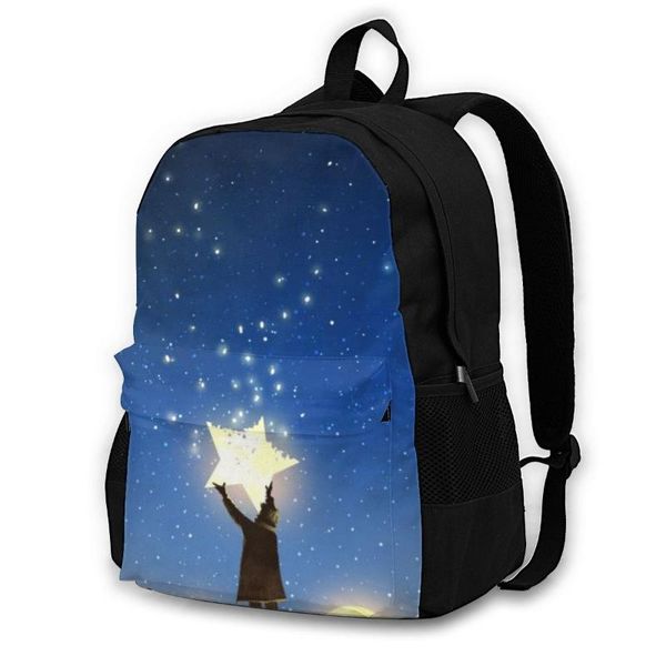 backpack lapwomen canvas casual travel boy standing among glowing planets and holding the star in night sky bag
backpack lapwomen canvas casual travel boy standing among glowing planets and holding the star in night sky bag