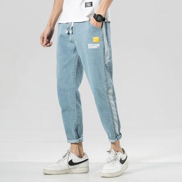 men's jeans men straight summer casual loose man denim pants drawstring male ankle-length, Blue
men's jeans men straight summer casual loose man denim pants drawstring male ankle-length, Blue