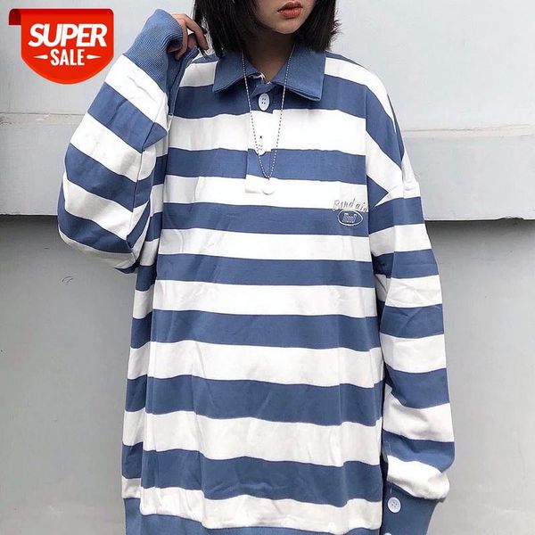 long sleeved tshirts Japanese new spring shirt Harajuku blue and white striped polo shirt casual loose thin for male and female #Us03
long sleeved tshirts Japanese new spring shirt Harajuku blue and white striped polo shirt casual loose thin for male and female #Us03