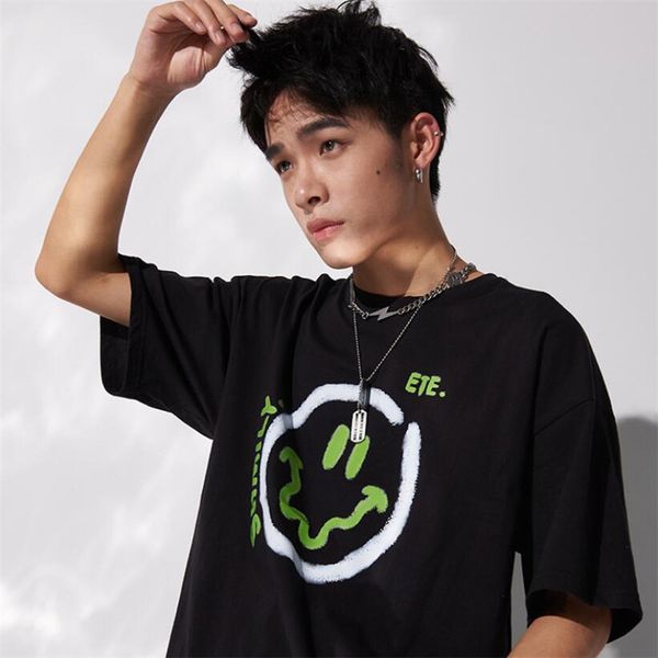 japanese high street hip hop smiley face printed men's t-shirt big size couple short sleeve summer sports t-shir a0lf, White
japanese high street hip hop smiley face printed men's t-shirt big size couple short sleeve summer sports t-shir a0lf, White