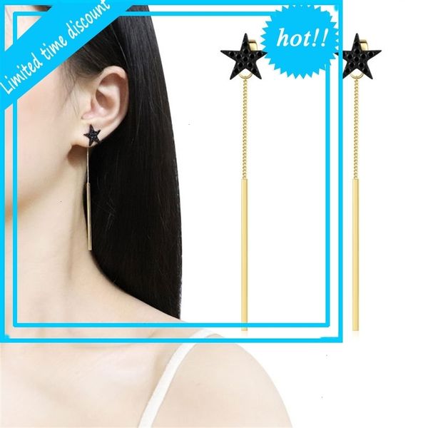 a dual-purpose fashion long sterling silver needle star chain tassel earrings for women
a dual-purpose fashion long sterling silver needle star chain tassel earrings for women