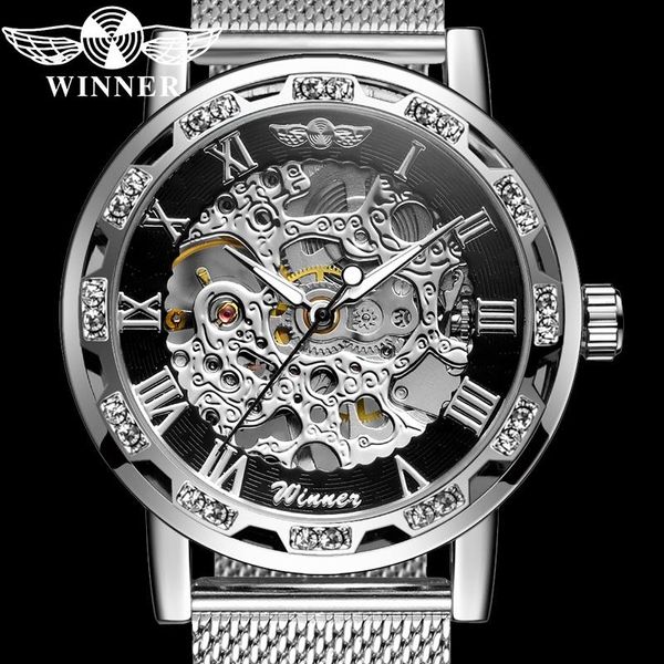 wristwatches winner mechanical men wristwatch military sport male clock skeleton mesh stainless steel man watch gift 8012, Slivery;brown
wristwatches winner mechanical men wristwatch military sport male clock skeleton mesh stainless steel man watch gift 8012, Slivery;brown