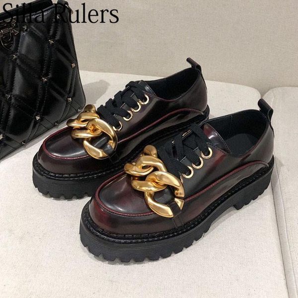 dress shoes metal chain thick sole woman loafers round toe lace up women genuine leather boat for autumn 2021, Black
dress shoes metal chain thick sole woman loafers round toe lace up women genuine leather boat for autumn 2021, Black
