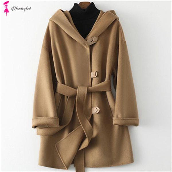 women's fur & faux 2021 spring double-sided woolen coat loose t224, Black 
women's fur & faux 2021 spring double-sided woolen coat loose t224, Black