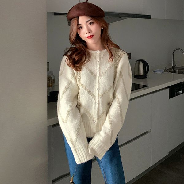 2021 new women sweater autumn / winter striped mohair o neck single-breasted long sleeve girls knit cardigan awqk, White;black
2021 new women sweater autumn / winter striped mohair o neck single-breasted long sleeve girls knit cardigan awqk, White;black