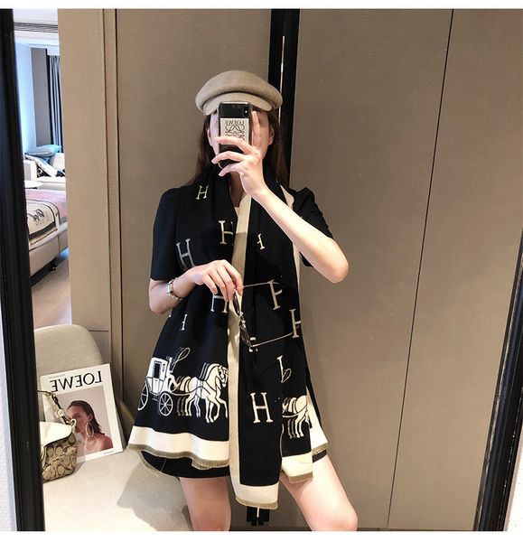 70% off 2021 autumn and winter horse drawn cart pattern imitation cashmere scarf women's street fashion bib thickened warm shawl, Blue;gray
70% off 2021 autumn and winter horse drawn cart pattern imitation cashmere scarf women's street fashion bib thickened warm shawl, Blue;gray