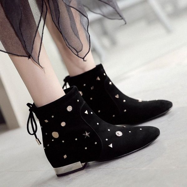 rimocy fashion rivet lace up ankle boots for women winter kid suede height increase shoes woman comfortable low heel botas mujer u0yf#, Black
rimocy fashion rivet lace up ankle boots for women winter kid suede height increase shoes woman comfortable low heel botas mujer u0yf#, Black