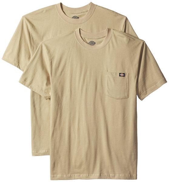 men's short sleeve pocket t-shirt 2-pack, desert sand,, White;black