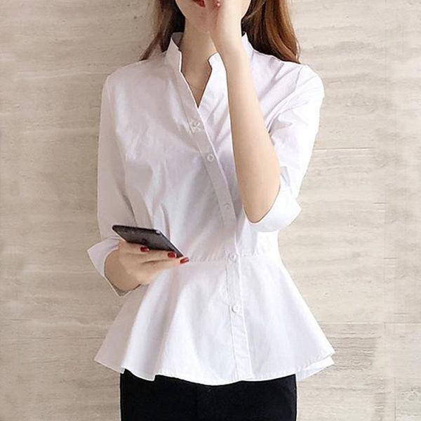 women's blouses & shirts korean fashion clothing 2021 ladies chiffon three quarter button solid v-neck blusas femininas for women 0552, White
women's blouses & shirts korean fashion clothing 2021 ladies chiffon three quarter button solid v-neck blusas femininas for women 0552, White