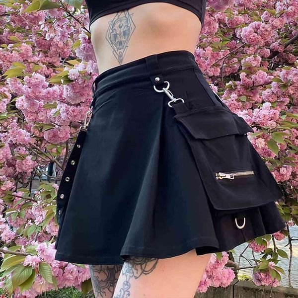 gothic clothes fashion womens skirts high waist punk stree style belt irregular pleated a line skirt, Black
gothic clothes fashion womens skirts high waist punk stree style belt irregular pleated a line skirt, Black