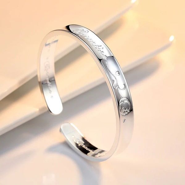 s999 full silver female solid bracelet rose thanksgiving flower simple send mother bracelet, Black
s999 full silver female solid bracelet rose thanksgiving flower simple send mother bracelet, Black